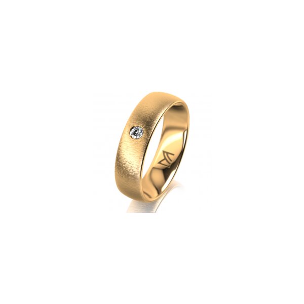 Ring 14 Karat Gelbgold 5.5 mm sandmatt 1 Brillant G vs 0,050ct