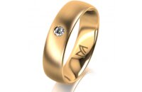 Ring 18 Karat Gelbgold 5.5 mm l&auml;ngsmatt 1 Brillant G...