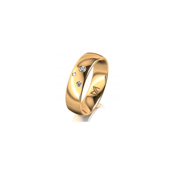 Ring 14 Karat Gelbgold 5.5 mm poliert 3 Brillanten G vs Gesamt 0,050ct