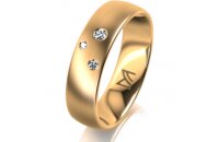 Ring 14 Karat Gelbgold 5.5 mm l&auml;ngsmatt 3 Brillanten...