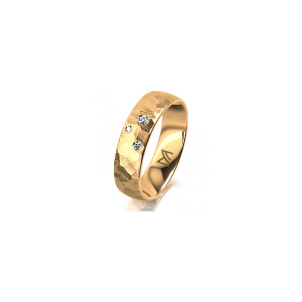 Ring 14 Karat Gelbgold 5.5 mm diamantmatt 3 Brillanten G vs Gesamt 0,050ct