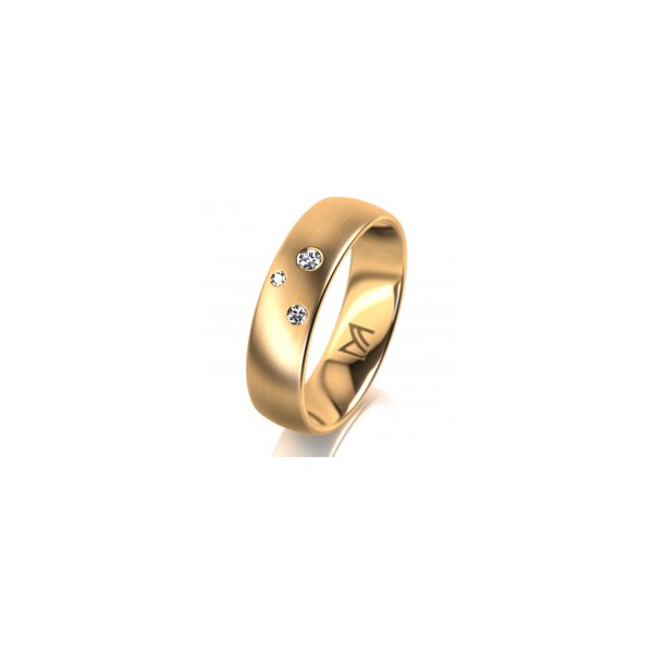 Ring 18 Karat Gelbgold 5.5 mm l&auml;ngsmatt 3 Brillanten G vs Gesamt 0,050ct