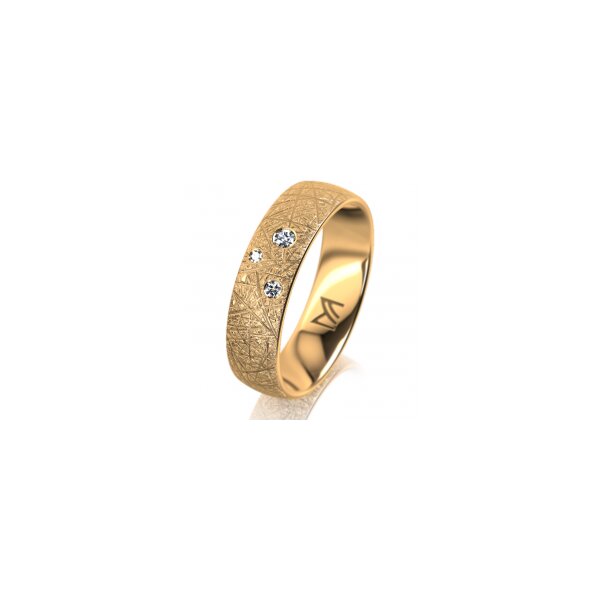 Ring 18 Karat Gelbgold 5.5 mm kristallmatt 3 Brillanten G vs Gesamt 0,050ct