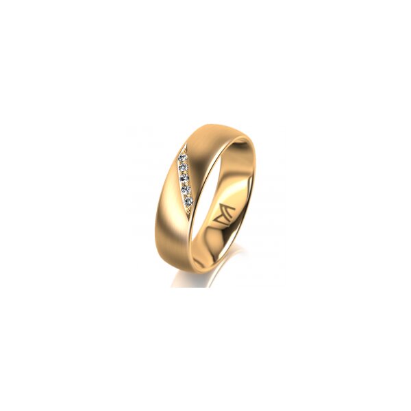 Ring 14 Karat Gelbgold 5.5 mm längsmatt 5 Brillanten G vs Gesamt 0,045ct