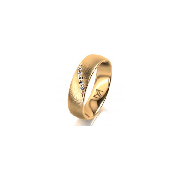 Ring 14 Karat Gelbgold 5.5 mm sandmatt 5 Brillanten G vs Gesamt 0,045ct