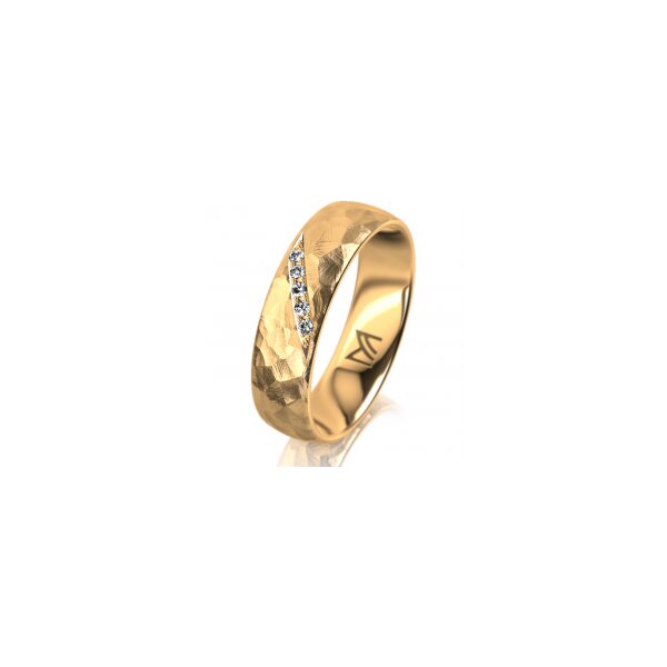 Ring 14 Karat Gelbgold 5.5 mm diamantmatt 5 Brillanten G vs Gesamt 0,045ct