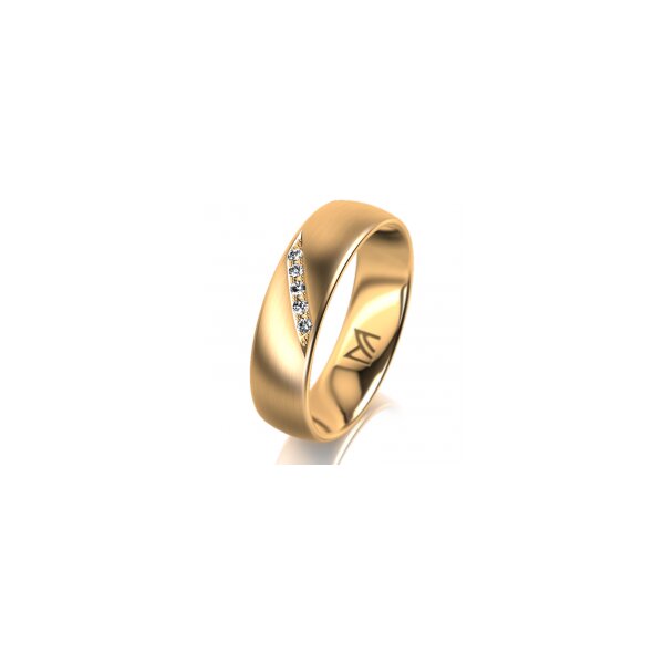 Ring 18 Karat Gelbgold 5.5 mm l&auml;ngsmatt 5 Brillanten G vs Gesamt 0,045ct