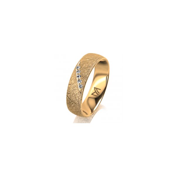 Ring 18 Karat Gelbgold 5.5 mm kristallmatt 5 Brillanten G vs Gesamt 0,045ct