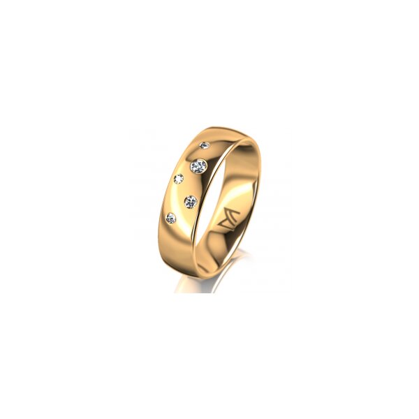 Ring 14 Karat Gelbgold 5.5 mm poliert 5 Brillanten G vs Gesamt 0,065ct