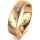 Ring 14 Karat Gelbgold 5.5 mm längsmatt 5 Brillanten G vs Gesamt 0,065ct