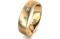 Ring 18 Karat Gelbgold 5.5 mm l&auml;ngsmatt 5 Brillanten...