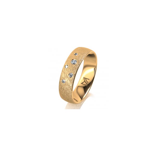 Ring 18 Karat Gelbgold 5.5 mm kreismatt 5 Brillanten G vs Gesamt 0,065ct