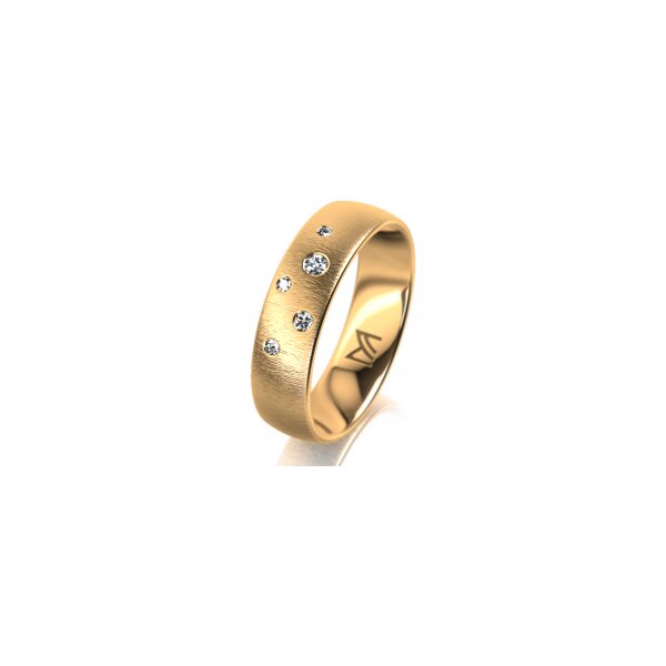 Ring 18 Karat Gelbgold 5.5 mm sandmatt 5 Brillanten G vs Gesamt 0,065ct