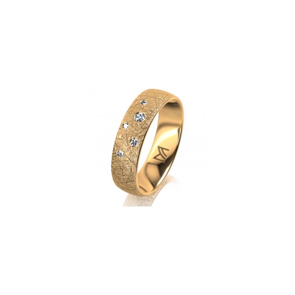 Ring 18 Karat Gelbgold 5.5 mm kristallmatt 5 Brillanten G vs Gesamt 0,065ct