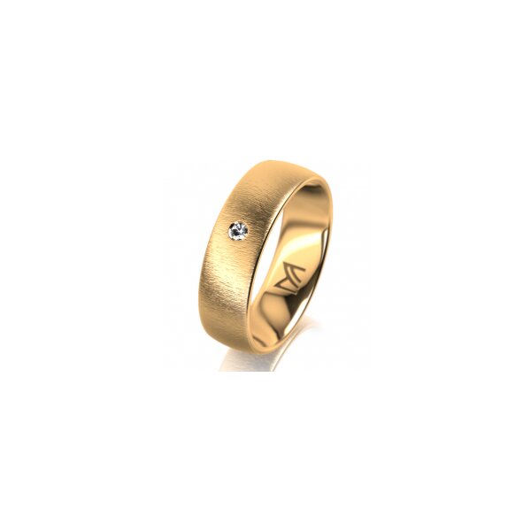 Ring 14 Karat Gelbgold 6.0 mm sandmatt 1 Brillant G vs 0,025ct