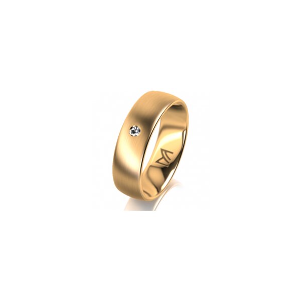 Ring 18 Karat Gelbgold 6.0 mm l&auml;ngsmatt 1 Brillant G vs 0,025ct