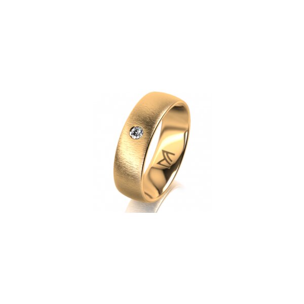 Ring 14 Karat Gelbgold 6.0 mm sandmatt 1 Brillant G vs 0,050ct