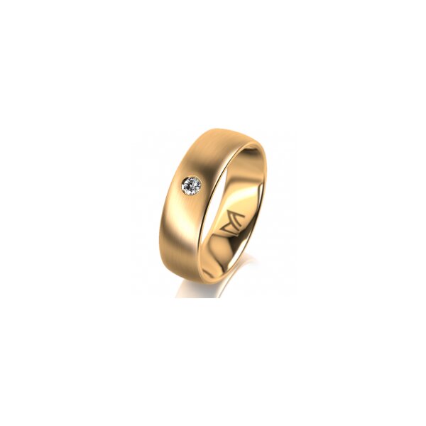 Ring 18 Karat Gelbgold 6.0 mm längsmatt 1 Brillant G vs 0,050ct
