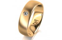Ring 18 Karat Gelbgold 6.0 mm l&auml;ngsmatt 1 Brillant G...