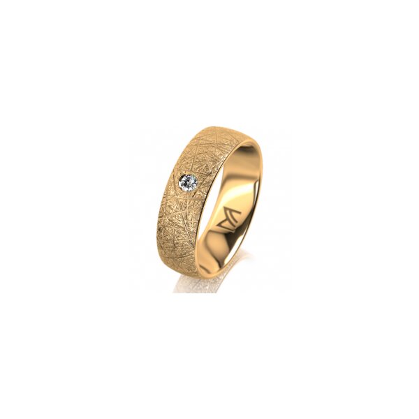 Ring 18 Karat Gelbgold 6.0 mm kristallmatt 1 Brillant G vs 0,050ct