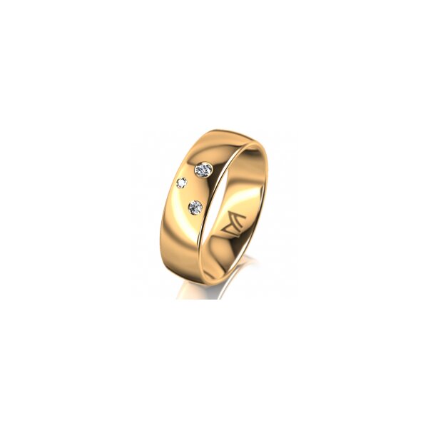 Ring 14 Karat Gelbgold 6.0 mm poliert 3 Brillanten G vs Gesamt 0,060ct