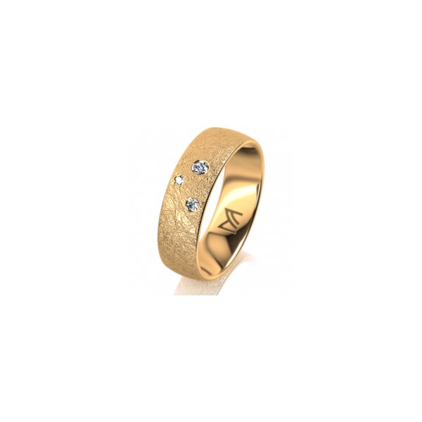 Ring 14 Karat Gelbgold 6.0 mm kreismatt 3 Brillanten G vs Gesamt 0,060ct