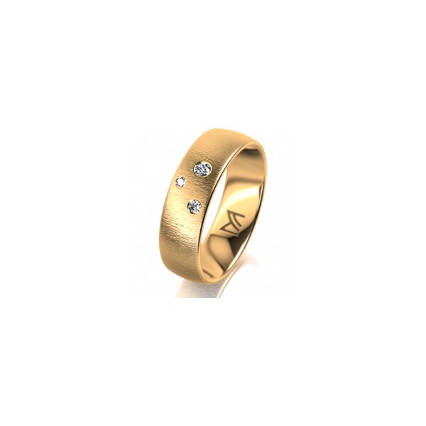 Ring 14 Karat Gelbgold 6.0 mm sandmatt 3 Brillanten G vs Gesamt 0,060ct