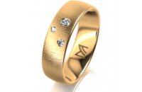 Ring 14 Karat Gelbgold 6.0 mm sandmatt 3 Brillanten G vs...
