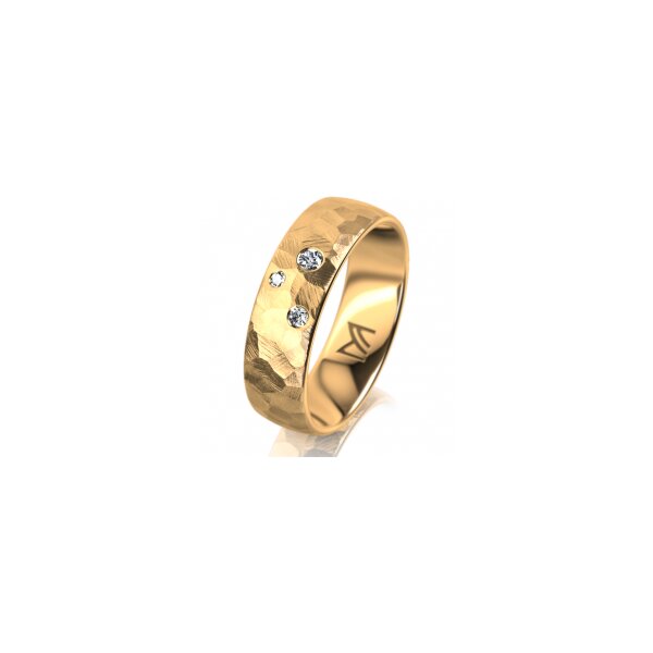 Ring 18 Karat Gelbgold 6.0 mm diamantmatt 3 Brillanten G vs Gesamt 0,060ct