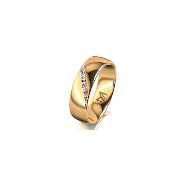 Ring 14 Karat Gelbgold 6.0 mm poliert 5 Brillanten G vs Gesamt 0,065ct