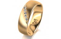 Ring 14 Karat Gelbgold 6.0 mm l&auml;ngsmatt 5 Brillanten...