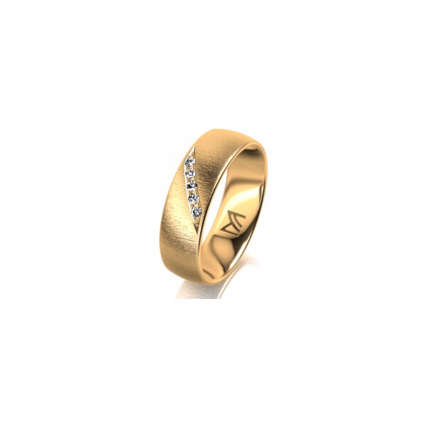 Ring 14 Karat Gelbgold 6.0 mm sandmatt 5 Brillanten G vs Gesamt 0,065ct