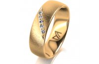 Ring 14 Karat Gelbgold 6.0 mm sandmatt 5 Brillanten G vs...