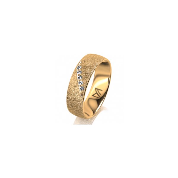 Ring 14 Karat Gelbgold 6.0 mm kristallmatt 5 Brillanten G vs Gesamt 0,065ct
