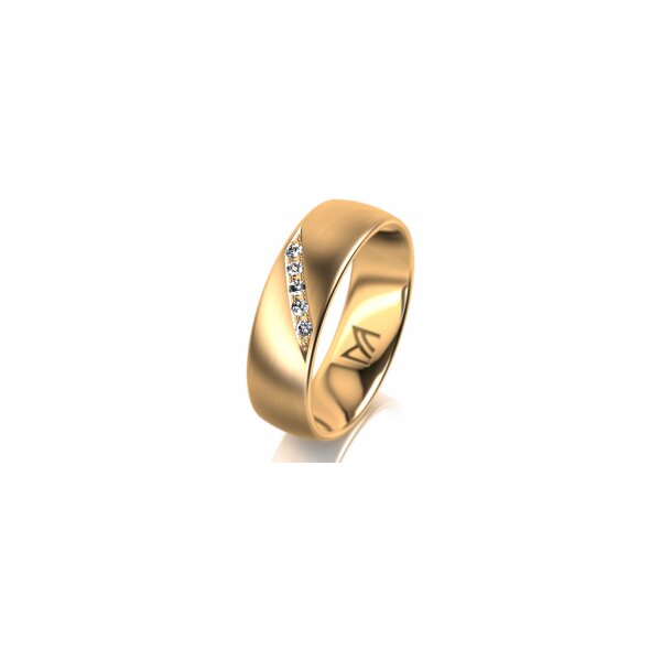 Ring 18 Karat Gelbgold 6.0 mm l&auml;ngsmatt 5 Brillanten G vs Gesamt 0,065ct