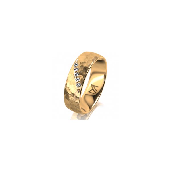Ring 18 Karat Gelbgold 6.0 mm diamantmatt 5 Brillanten G vs Gesamt 0,065ct