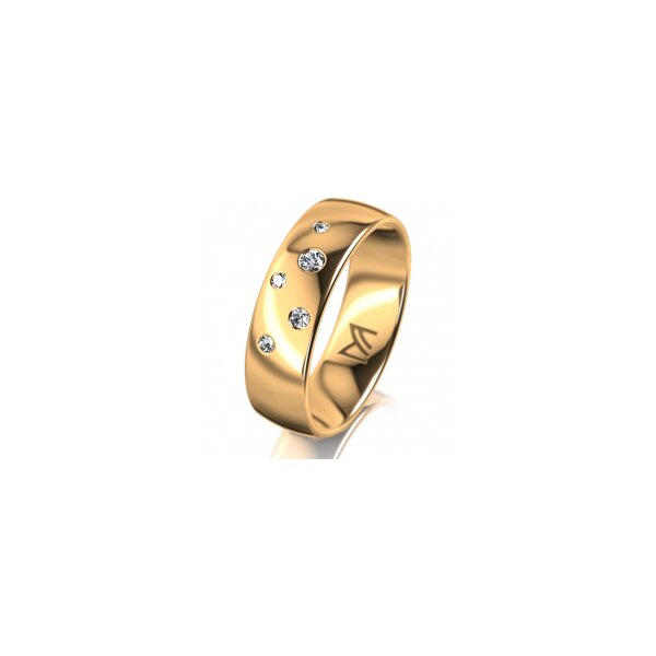 Ring 14 Karat Gelbgold 6.0 mm poliert 5 Brillanten G vs Gesamt 0,080ct