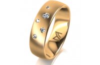 Ring 14 Karat Gelbgold 6.0 mm l&auml;ngsmatt 5 Brillanten...
