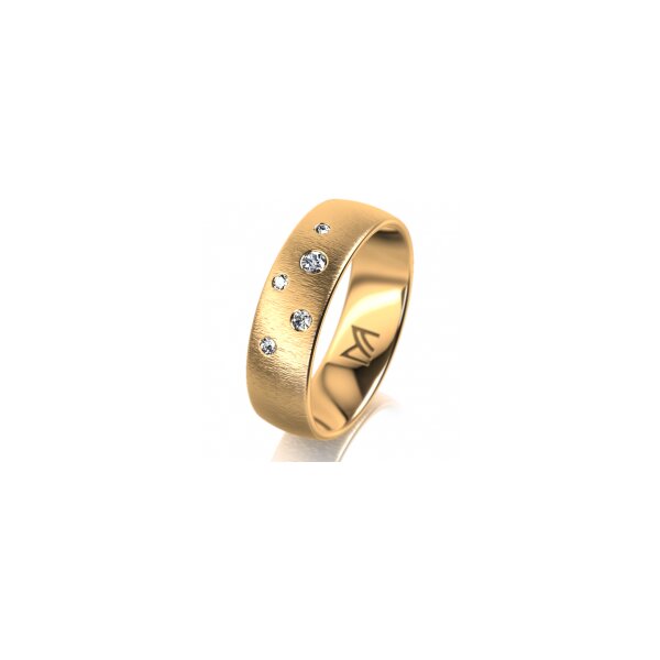 Ring 14 Karat Gelbgold 6.0 mm sandmatt 5 Brillanten G vs Gesamt 0,080ct
