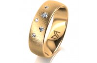 Ring 14 Karat Gelbgold 6.0 mm sandmatt 5 Brillanten G vs...