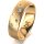 Ring 14 Karat Gelbgold 6.0 mm sandmatt 5 Brillanten G vs Gesamt 0,080ct
