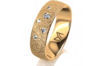 Ring 14 Karat Gelbgold 6.0 mm kristallmatt 5 Brillanten G...