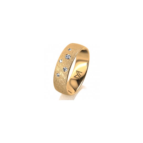 Ring 18 Karat Gelbgold 6.0 mm kreismatt 5 Brillanten G vs Gesamt 0,080ct