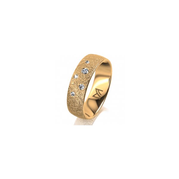 Ring 18 Karat Gelbgold 6.0 mm kristallmatt 5 Brillanten G vs Gesamt 0,080ct