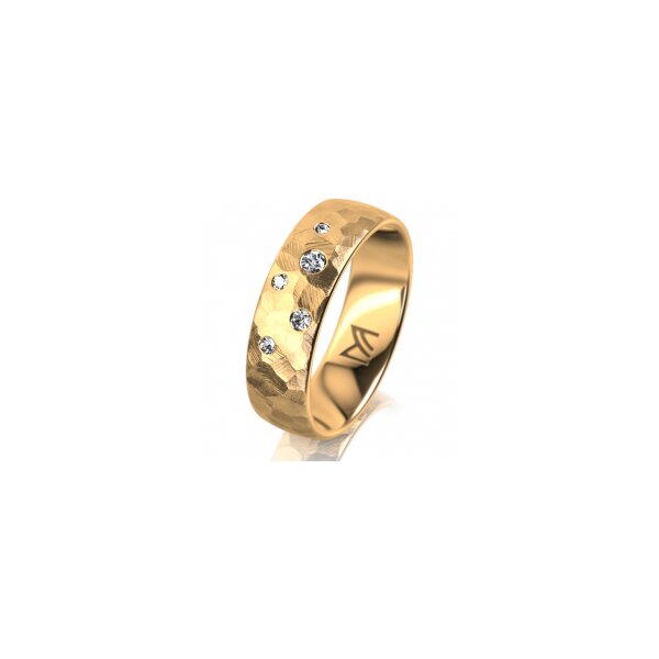 Ring 18 Karat Gelbgold 6.0 mm diamantmatt 5 Brillanten G vs Gesamt 0,080ct
