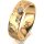 Ring 18 Karat Gelbgold 6.0 mm diamantmatt 5 Brillanten G vs Gesamt 0,080ct