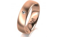 Ring 14 Karat Rotgold 5.5 mm l&auml;ngsmatt 1 Brillant G...