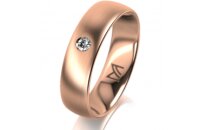 Ring 14 Karat Rotgold 5.5 mm l&auml;ngsmatt 1 Brillant G...
