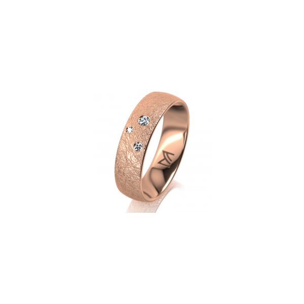 Ring 14 Karat Rotgold 5.5 mm kreismatt 3 Brillanten G vs Gesamt 0,050ct