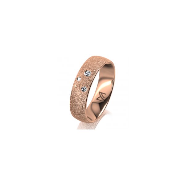 Ring 14 Karat Rotgold 5.5 mm kristallmatt 3 Brillanten G vs Gesamt 0,050ct